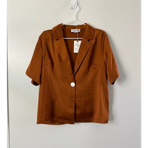 Anthropologie Charlie Holiday Heavenly Copper Rust Button Shirt size 4 - Picture 4 of 9